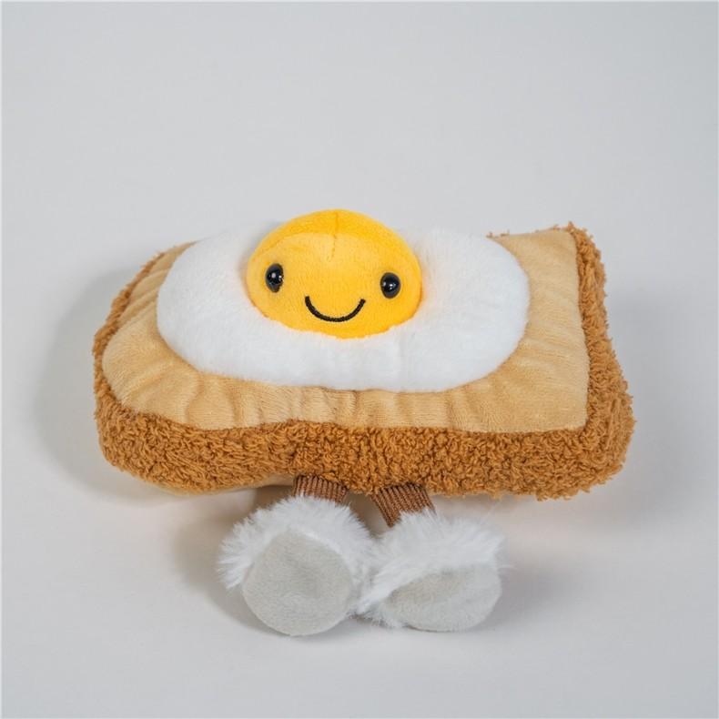 Fried Cute Egg Toast Cartoon Food Plush Toy Doll For Gifts And Room Decoration