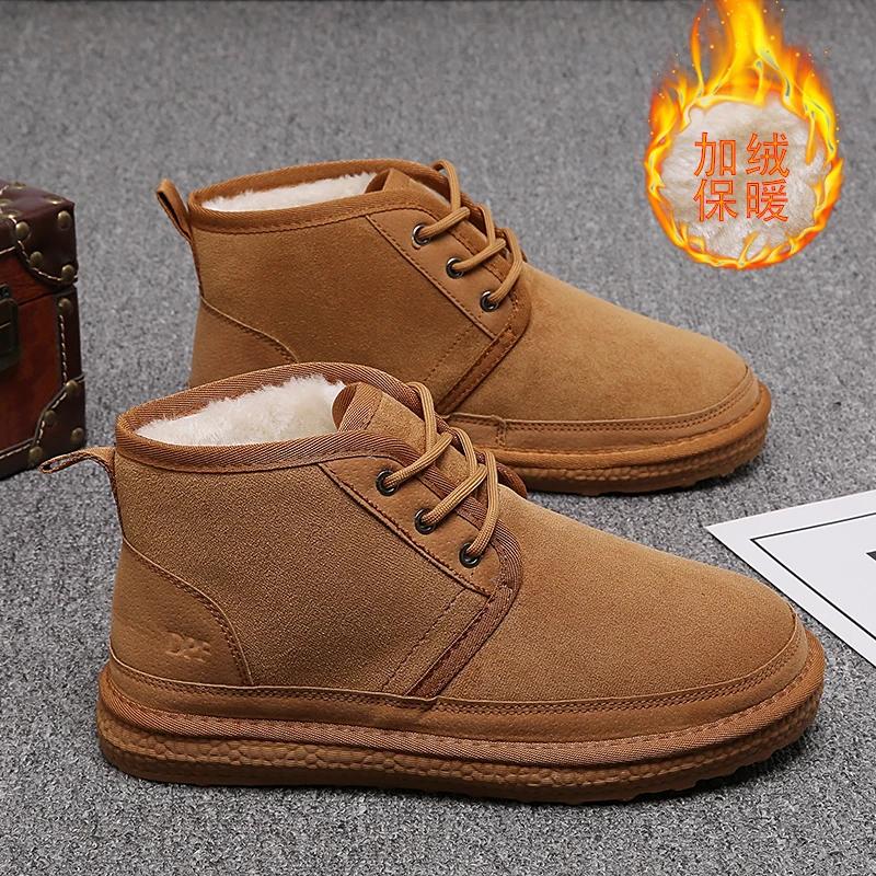 Short Boots 2025 New Winter Men's Snow Boots Thickened Plus Velvet Warm Casual Shoes Non-Slip Comfortable Fashion Cotton Shoes