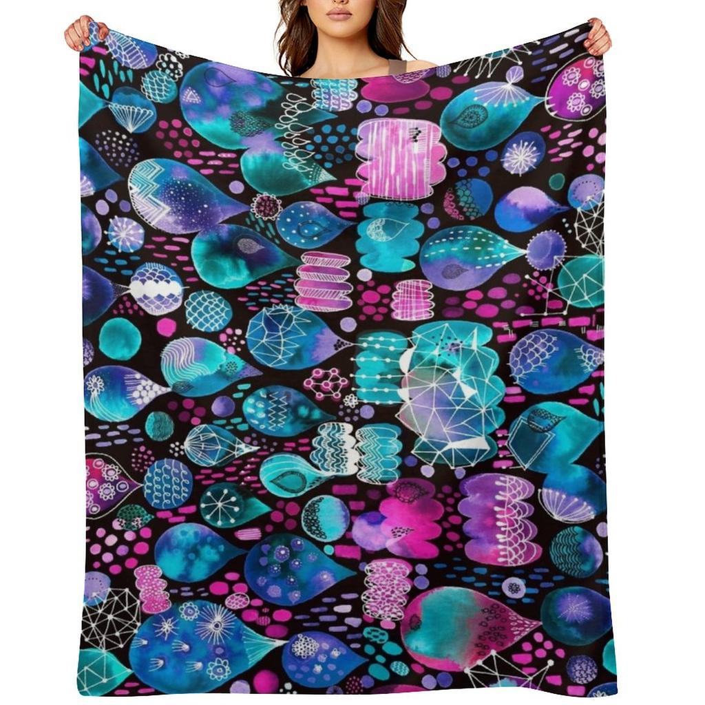 Rainy dreams embroidery pattern Throw Blanket Vintage Luxury Hairy Nap Blankets