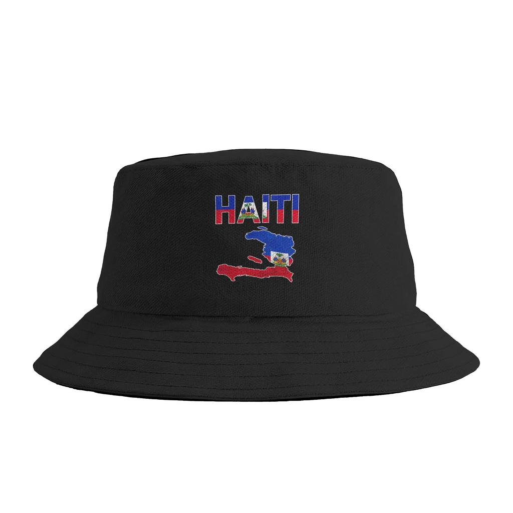Happy Haitian Flag Day Cool Haiti Flag Map Haitian Pride Bucket Hat Summer Retro FisherUnisex Hats For Unisex Women Breathable Caps