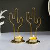 European Cactus Shape Metal Candle Holder Iron Tealights Candle Stand Round Candlesticks Vintage Desktops Decorations