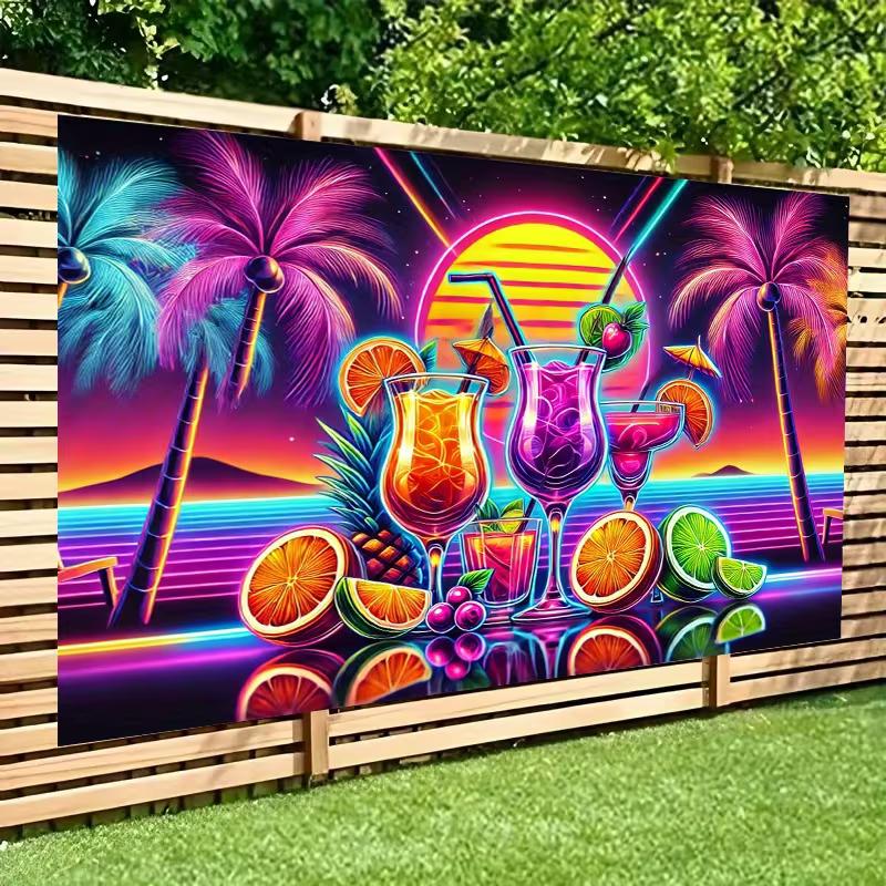 Vibrant Bar Room Tapestry, Illuminated Liquor Bottles Background Cloth