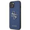 Etui do iPhone 13 mini Guess Saffiano 4G Metal Logo Niebieskie