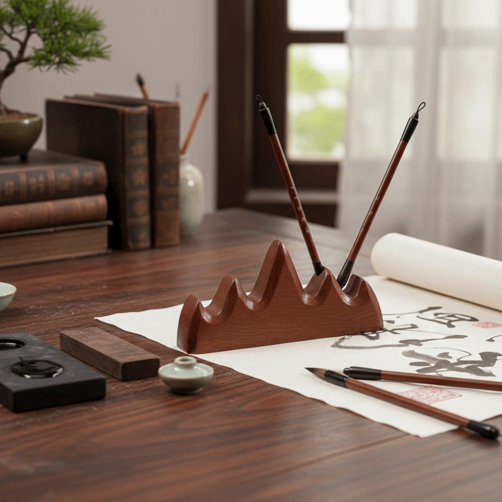 Solid Wood Pen Holder Red Wood Pen Stand Desk Accessories Brush Holder Home Use