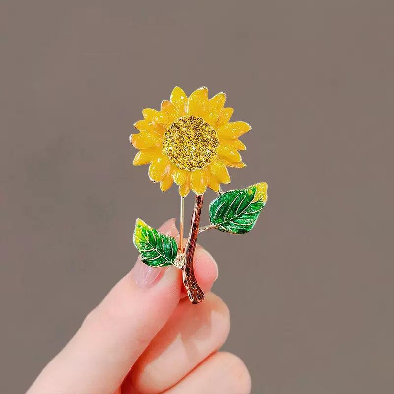 Win The Championship In One Fell Swoop Van Gogh Sunflower Flower Brooch High-End Temperament Design Sense Enamel Brooch Pin Clothing Accessories