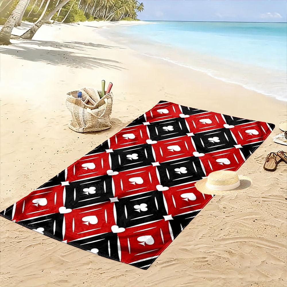 Bold card-inspired elegance Print beach towel, quick drying, suitable for travel, outdoor sports, jogging, the beach and swimming, gift