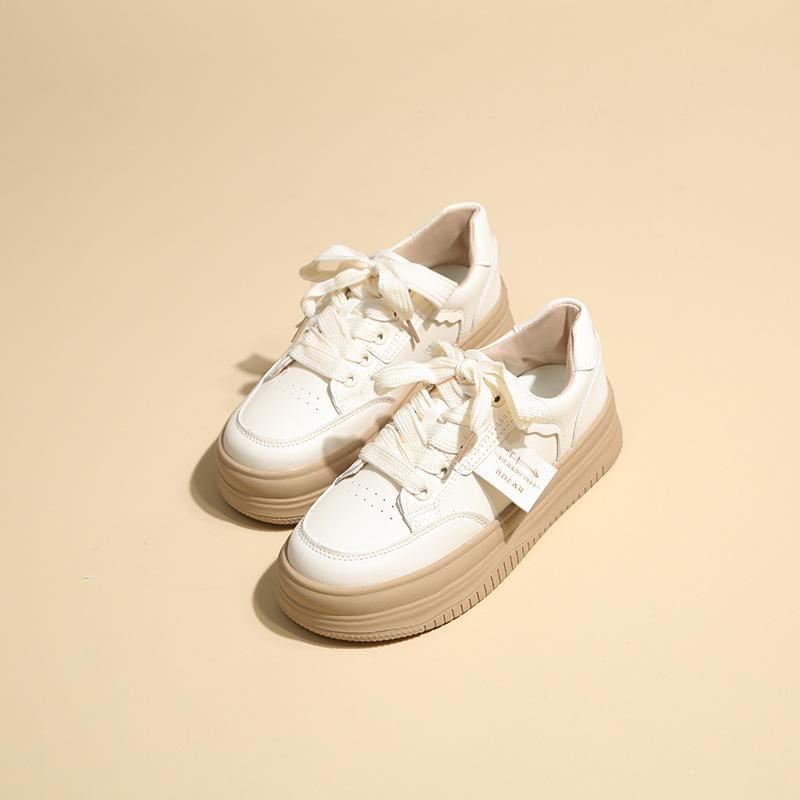 Женские кроссовки на толстой подошве, новые весенне-осенние универсальные дышащие белые туфли, нишевая спортивная повседневная обувь, увеличивающая рост