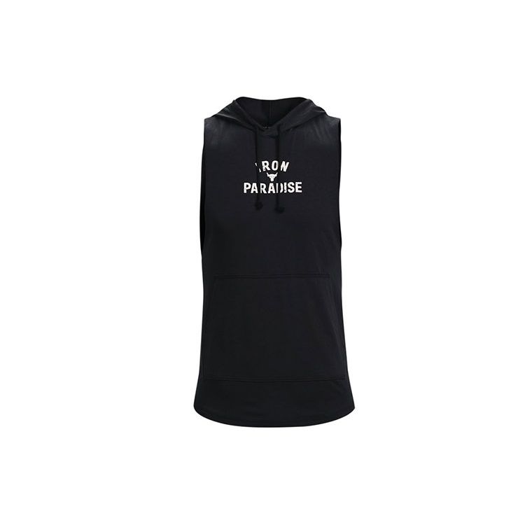 Under Armour Спортивный жилет с капюшоном и буквенным узором без рукавов, мужские топы, черный цвет 1365215-001