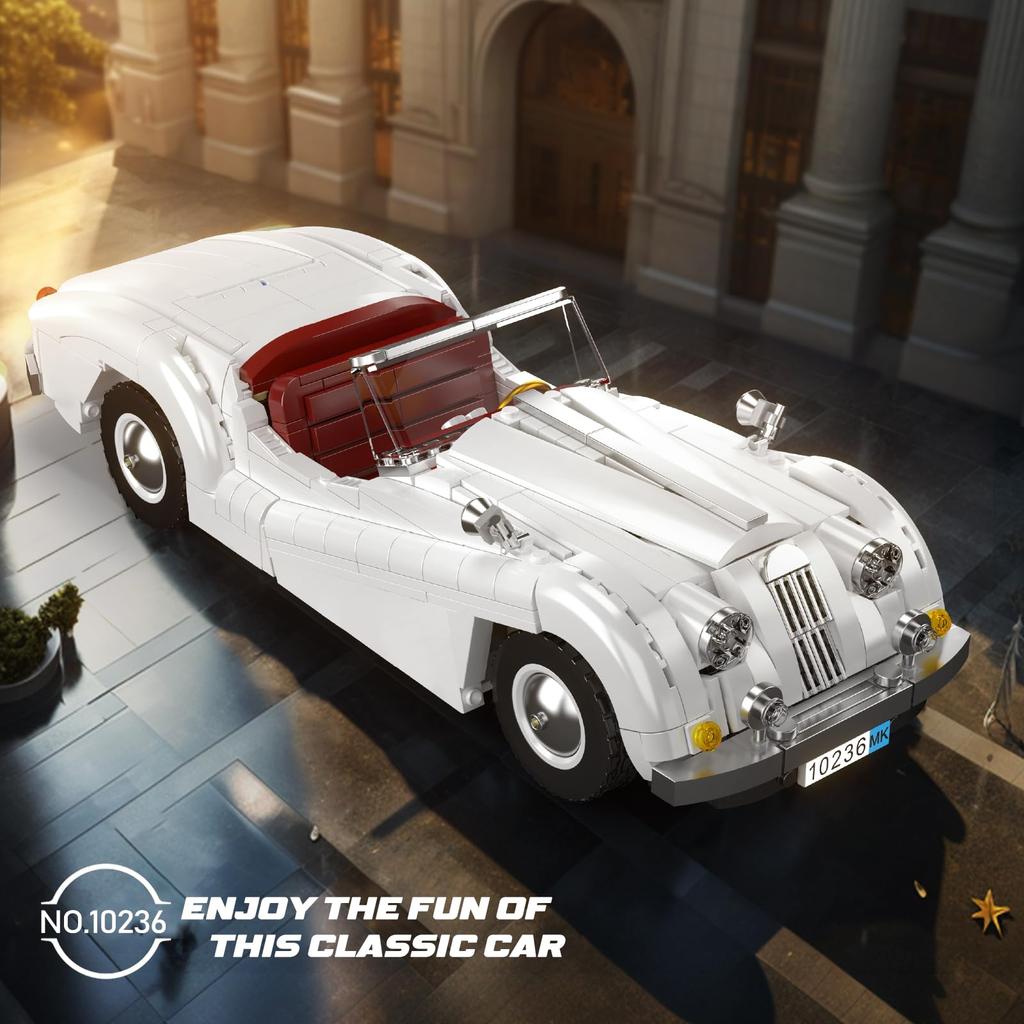 Mould King 10236 MOC Retro Open Car Building Block Kit, 1302+ Parts Model Car Kit, Technological American Sports Car Toy for Adults and Kids Ages 8+