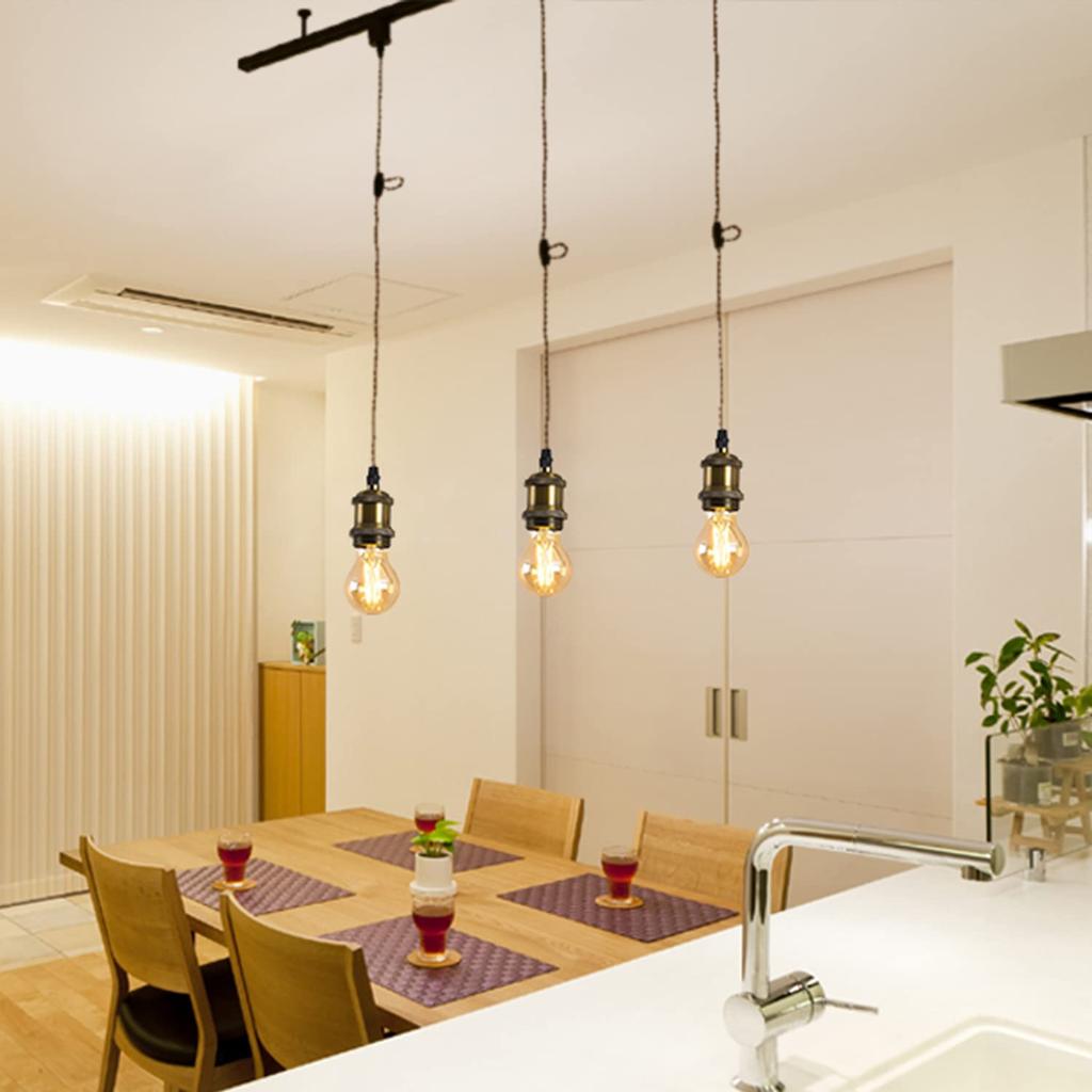 LVWIT Pendant Light, E26 Base, with LED Bulb, Filament Bulb, Bulb Socket, Lighting Fixture for Wired Duct Rail, Ceiling Lighting, Hanging Light,
