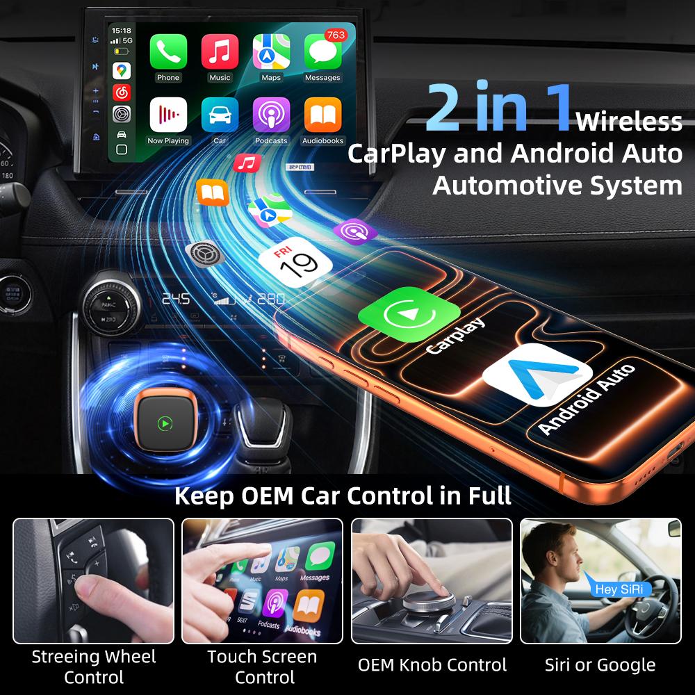 Новый беспроводной адаптер CarPlay Android Auto USB-донгл Смарт мини-бокс Plug and Play Универсальный для VW Toyota Nissan Honda Ford Benz