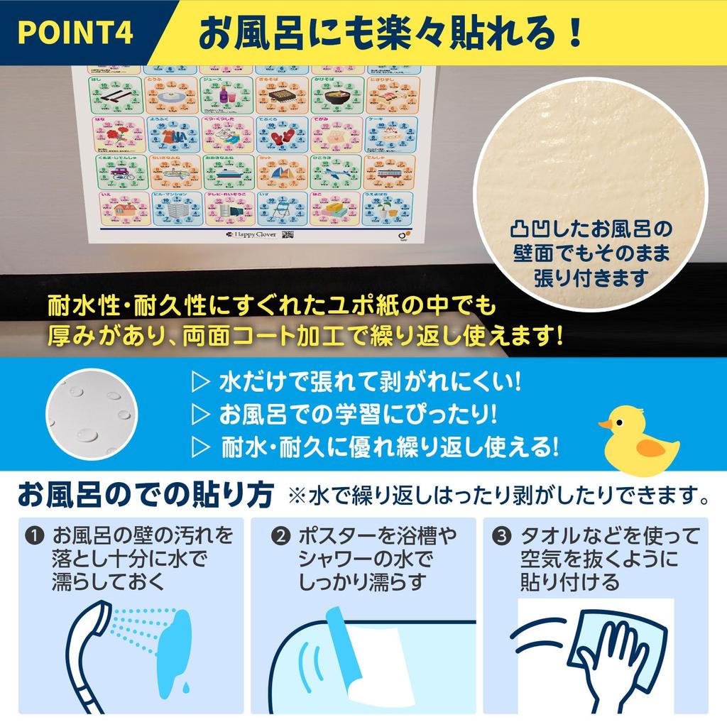 Счастливый Клевер Ванна Дошкольный Плакат для Счета Экзаменационные Материалы Узнайте, Как Считать Размер B2 Сделано в Японии Безопасный и Надежный Плакат для Ванны Экзамен Начальной Школы
