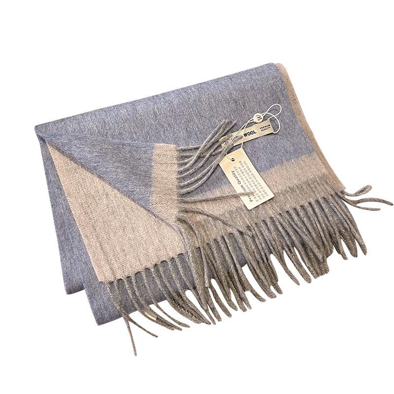 Двусторонний шарф из австралийской шерсти – Корейский стиль, Теплый и Шикарный дизайн для студентов и пар