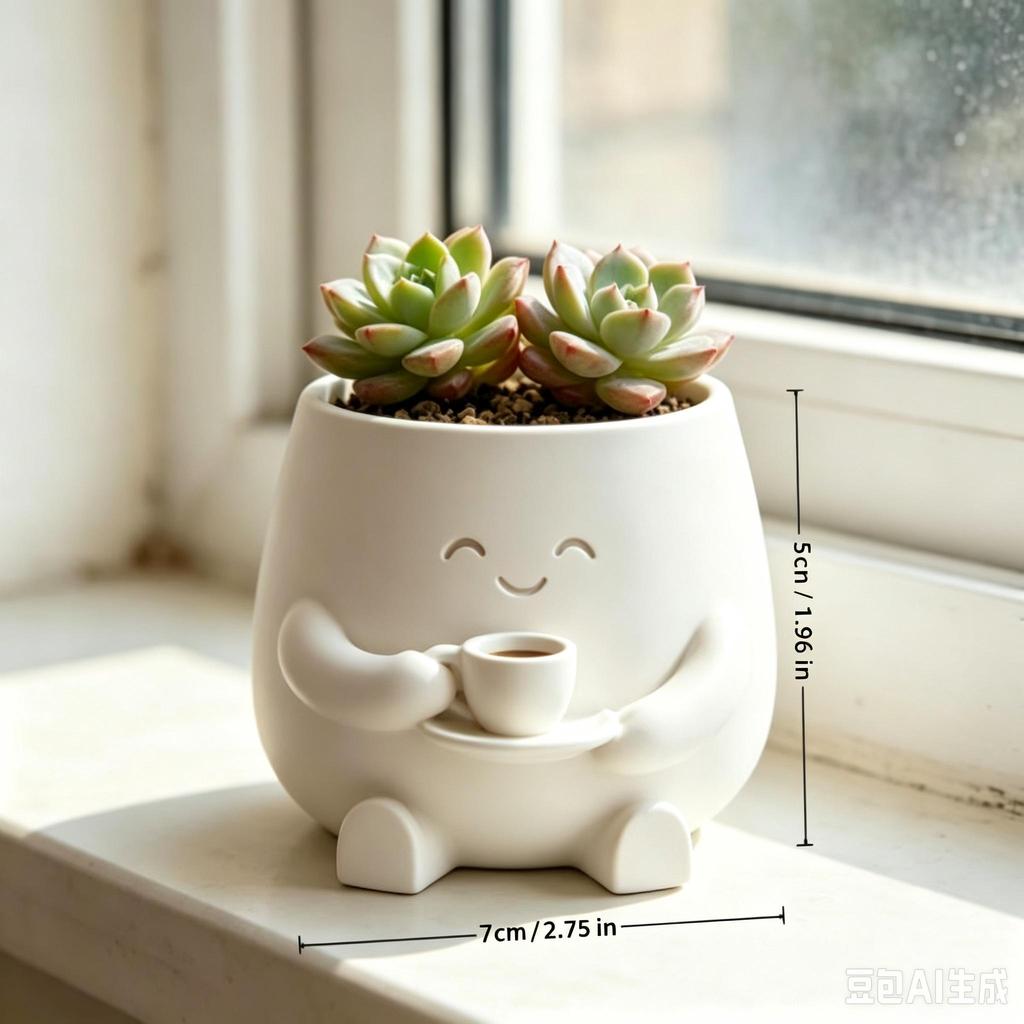 3D Printed Cute Character Plant Pot, Mini Succulent Flower Pot for Desktop Decor