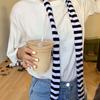 Women Scarf Striped Print Thin Long Scarf Harajuku Style Lightweight Breathable Cotton