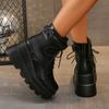 New Fashion Versatile High Quality Winter Women's Boots Round Toe Lace-up Thick Sole Zipper Decoration Women's Shoes
