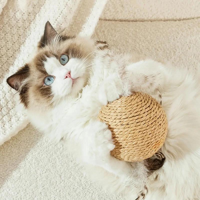 10 см интерактивный сизаль кошачий мячик игрушка для чистки зубов котенка антиукус кошачий мяч звучащая игрушка товары для животных