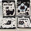 Kawai Black Kitten A7 Coil Notebook Student Portable Notepad Cartoon Cute Creative Simple Horizontal Line Office School Supplies
