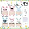 6PCS/SET Cartoon Easter Cash Holder Portable Decorative Bunny Banknote Card Funny Paper Banknote Ornament Easter Celebration