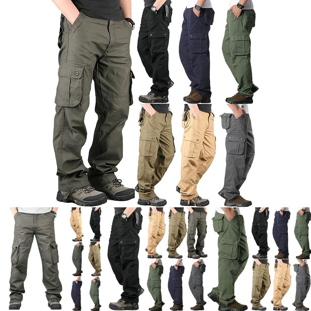 Comfortable Men's Cargo Pocket Work Pants For Casual Hiking And Outdoor Activities
