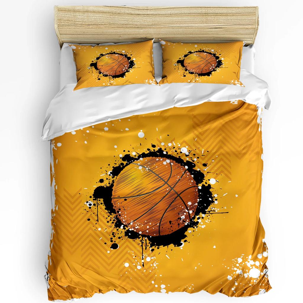 Баскетбольный силуэт спортивный комплект постельного белья 3 шт пододеяльник наволочка детский взрослый пододеяльник двуспальная кровать комплект домашнего текстиля