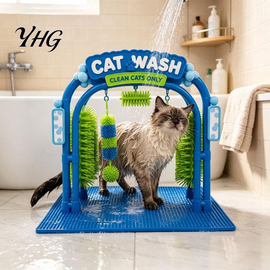 Cat Self Groomer Wash Grooming Station, Groomer, Arch Car Brush Design, Soft Rubbing Brushes, Massager Scratcher for Indoor Cats Massage Tool