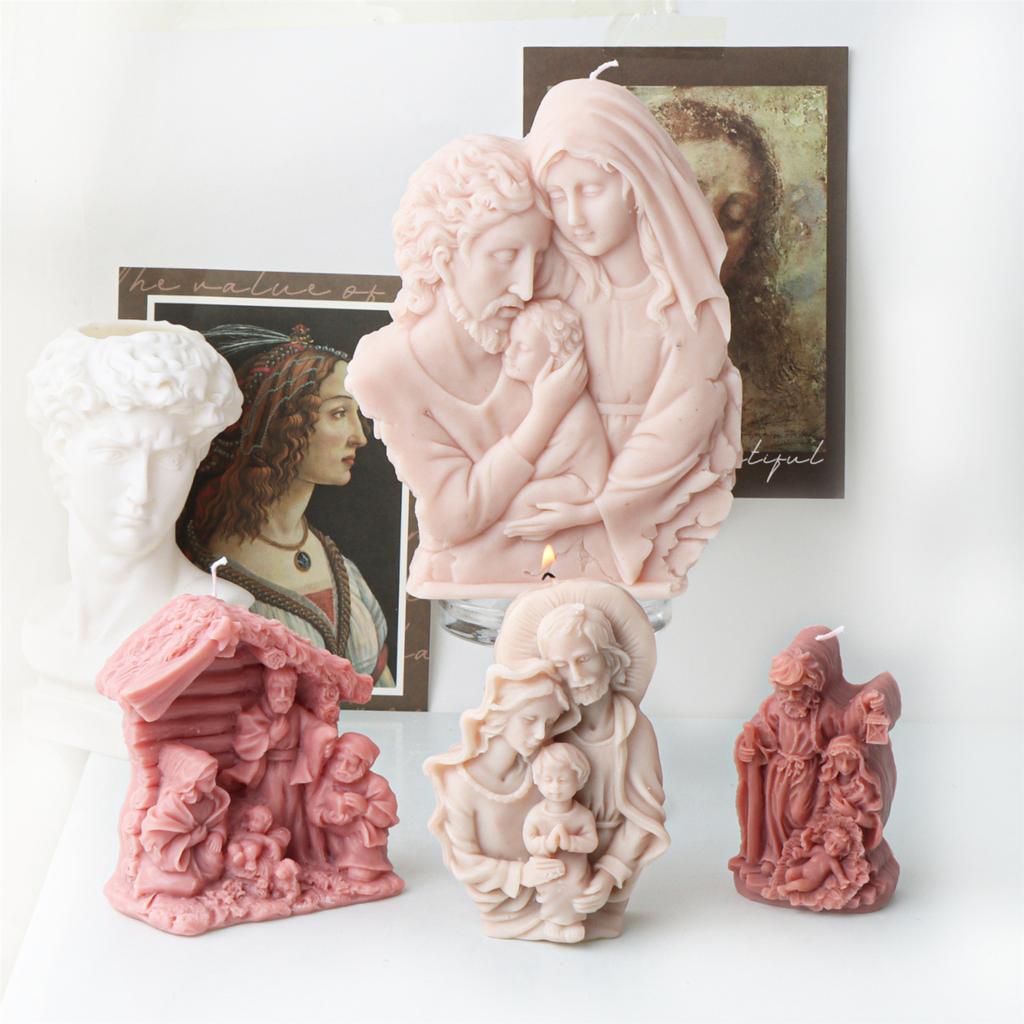 Религиозная скульптура Силиконовые формы для свечей для мыла Рождественские украшения Силиконовые формы для свечей из эпоксидной смолы