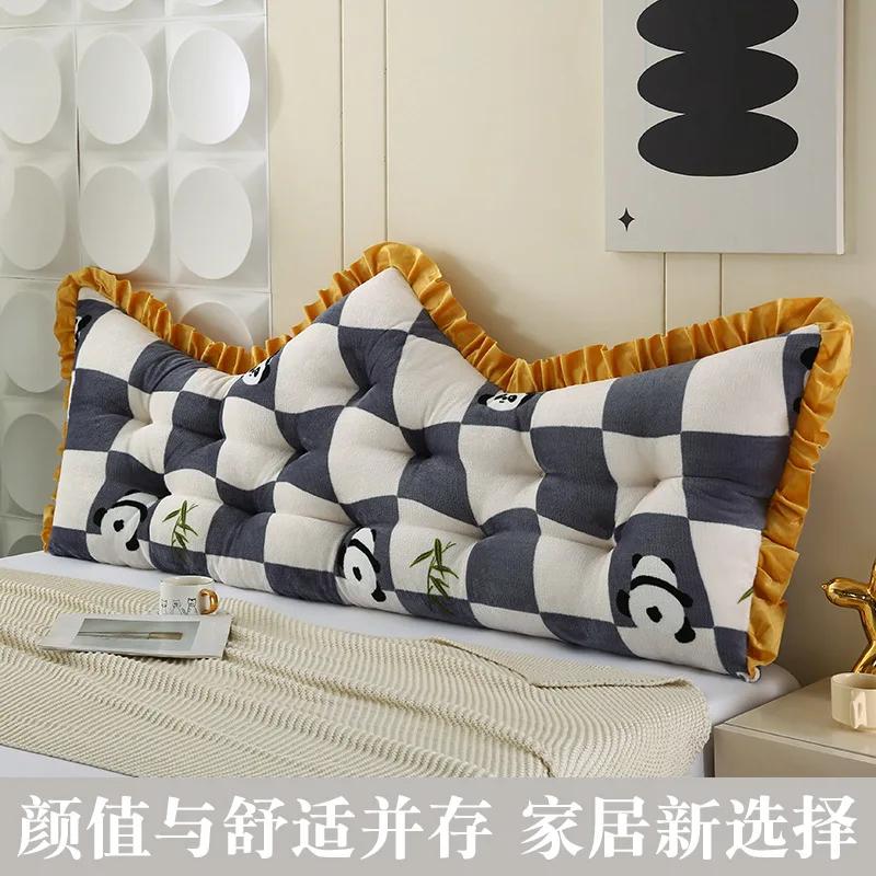Princess Style Fabric Bedroom Cushion Skin Friendly Crystal Velvet with Lace Headboard Cushion Bed Strap Style Pillow Backrest