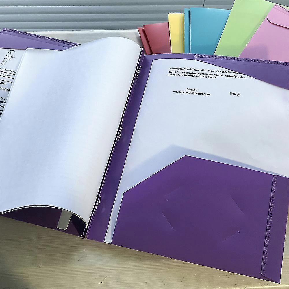 Plastic Pocket Folders With Prongs - (6 Pack, Assorted Colors), 2 Pocket 3 Prong Folders, Durable Plastic Folders With Pockets And Brads, Bulk Poly 2