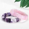 Healing Crystal Bangle Rose Quartz Square Beads Bracelet Purple Amethyst Natural Stone Bracelet