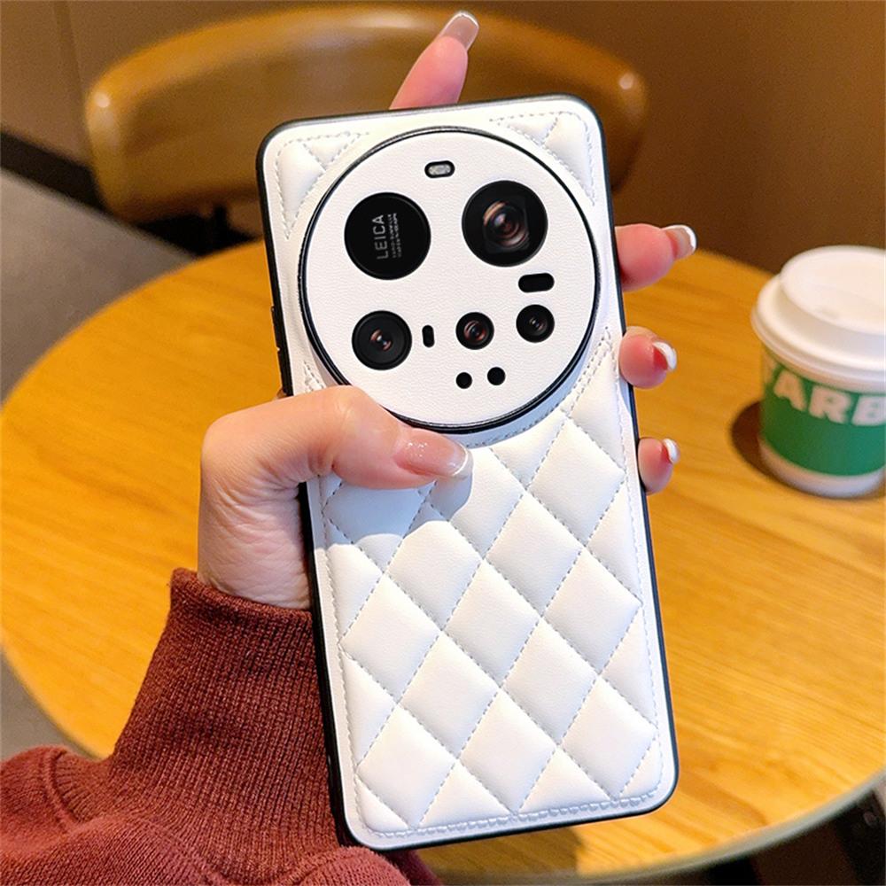 For Xiaomi 15 Ultra Case Rhombus Stitching PU Leather + TPU Shockproof Phone Cover