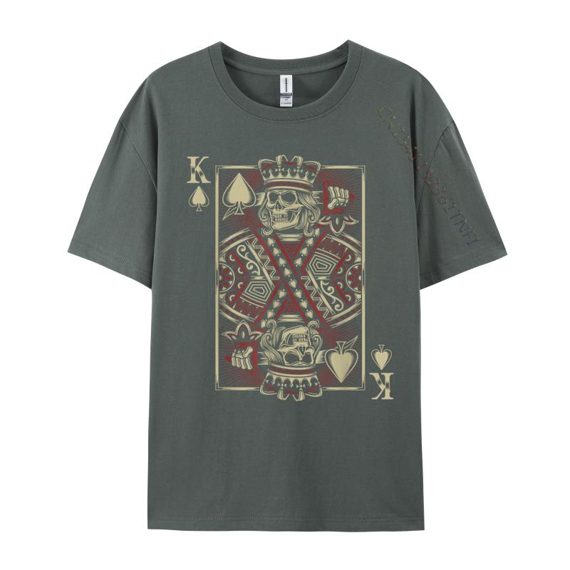 King Of Spades Skull Unisex Poker Card Game Grunge Biker Cards Funny Pure Cotton Tshirts For Unisex Normal Tops Shirts