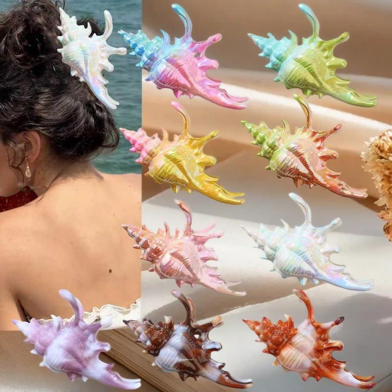 1 шт. Зажим-акула, заколка для волос в виде раскрашенной раковины, красочный аксессуар, обязательный для летних пляжных причесок