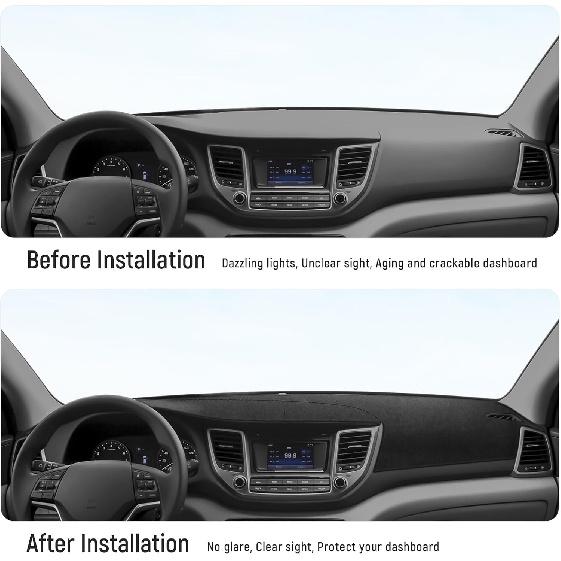 YOJOJOCO Dash Cover Compatible With Hyundai 2016 2017 2018 Tucson Accessories Flannel Dashboard Cover Dash Mat Center Console Cover Sunshield