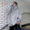 Осень-весна Мужская толстовка с капюшоном в стиле хип-хоп, уличная одежда, толстый плюш, теплый, свободный, однотонный, с капюшоном, вышитым воротником, повседневный пуловер