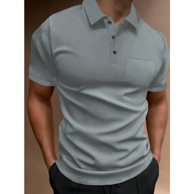 Men S Short Sleeve Polo Shirt Button Pocket Loose Summer Top