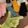 Knitted Five Finger Gloves with Loop Design and Ribbed Cuffs for Everyday Use and Comfortable Hand Protection