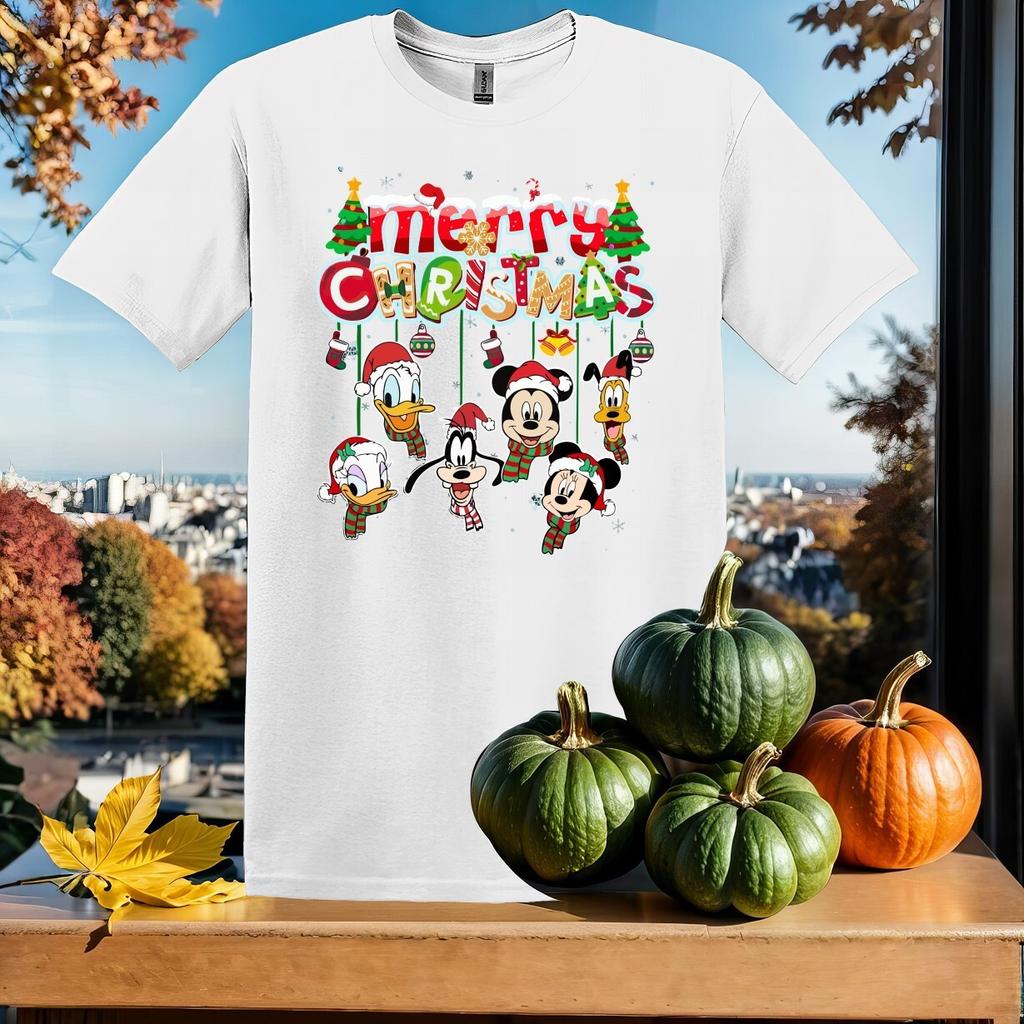 Disney Mickey and Friends Merry T-shirt T shirt Men Women Unisex Tshirt SY213