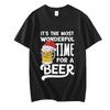 It's The Most Wonderful Time for A Beer Shirt Men T-Shirt Christmas Beer Print Tops Women Short Sleeve Oversize Men Brand Tees
