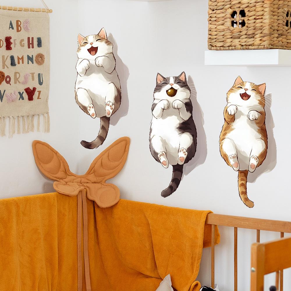 Три маленьких толстых кота спальня гостиная домашний фон украшение украшение настенные наклейки