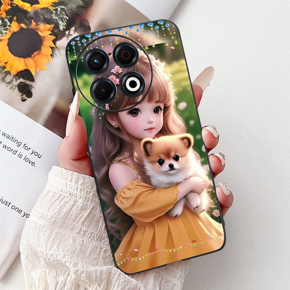 Для Tecno Spark 30 KL6 Чехол Spark 30 Pro KL7 Обложка Модный Цветок Мягкий Черный Силиконовый Чехол для Телефона Для Tecno Spark30 Pro 2024 Чехол