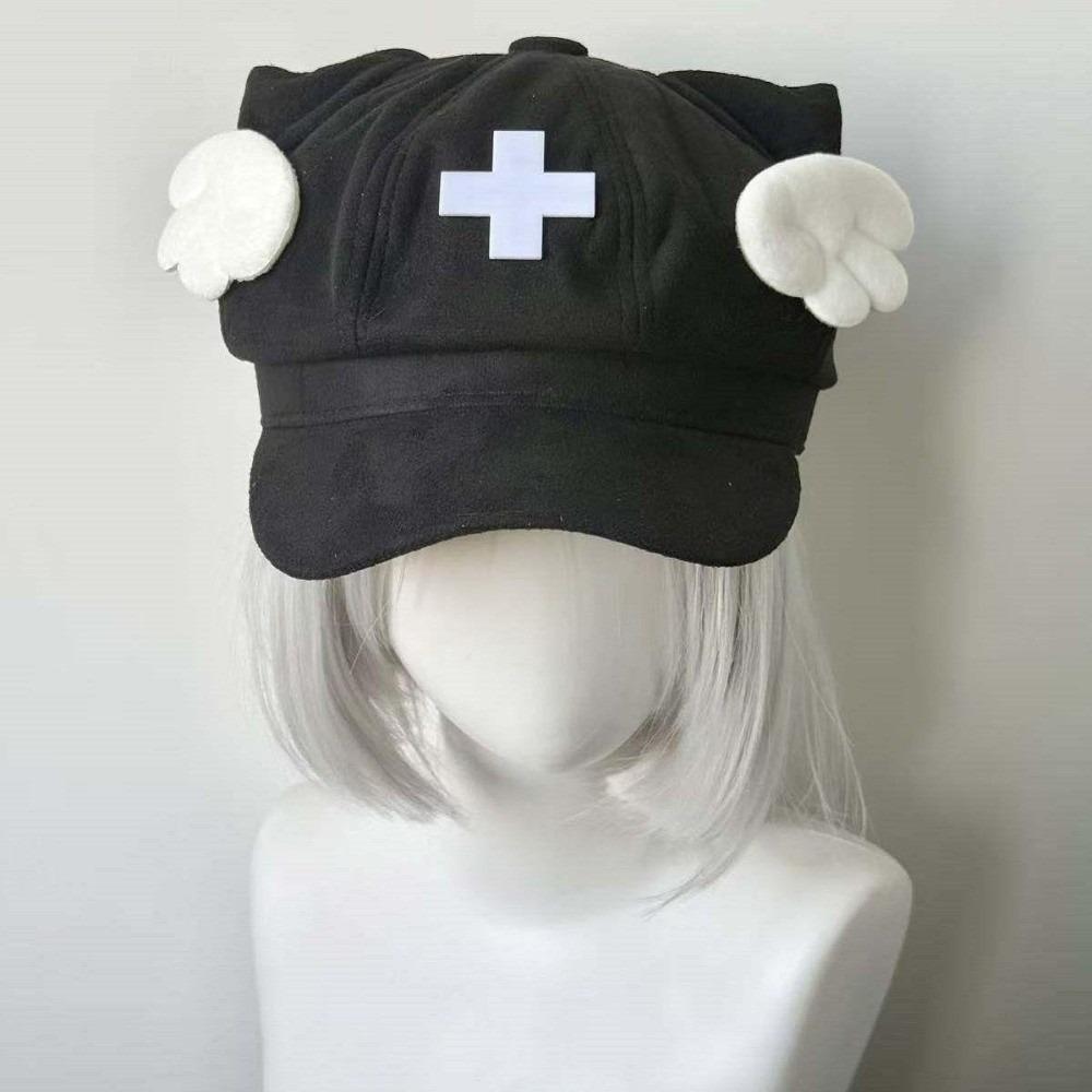 Cat Ears Beret Hat Cross Decoration Octagonal Cap Harajuku Angel Wings Hat Lolita Fashion