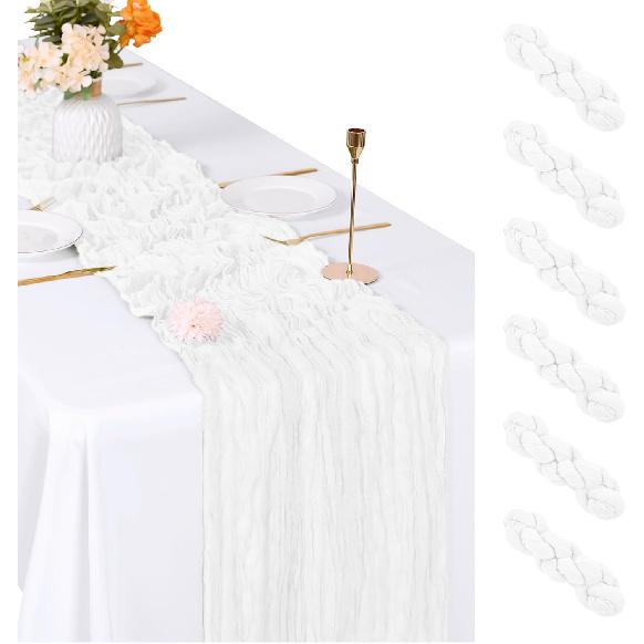 3 Pack Red Cheesecloth Table Runner, 17 x 108 inch, Semi Sheer Boho Cheese Cloth Fabric Table Runner Bulk for Wedding, Birthday, Party, Holiday, Home