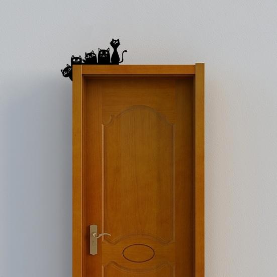 Металлическая накладка на дверь в виде кота, двусторонняя, декоративная на Хэллоуин, Рождество, настенная вывеска в виде котенка