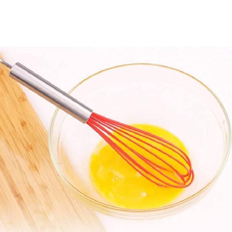 Factory Custom Stainless Steel 304 Egg Beater Cream Whisk Mixer 10 Inch Yellow Silicone