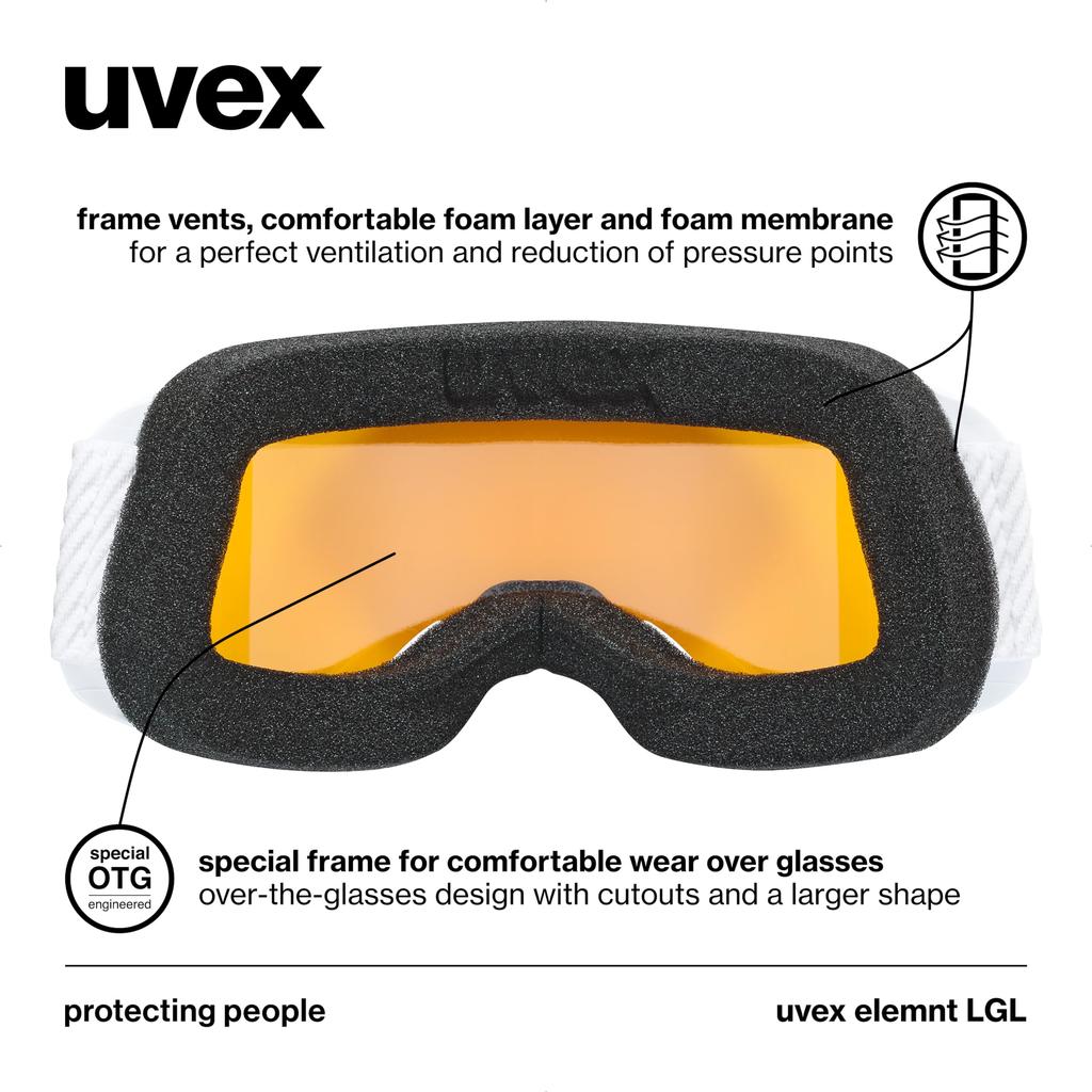 Uvex Двойные очки для лыж и сноуборда Element LGL Детские очки, Линза, Антизапотевание, Совместимые,