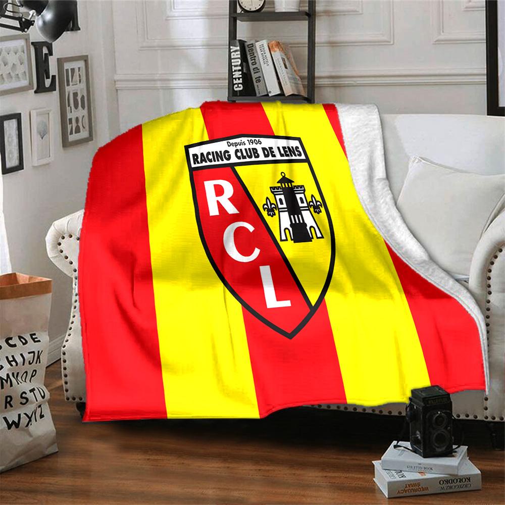 Racing Club Lens Crest Flannel Blanket, Soft Polyester, Modern Design, All-Season for Camping, Travel, Gifts for holidays or birthdays