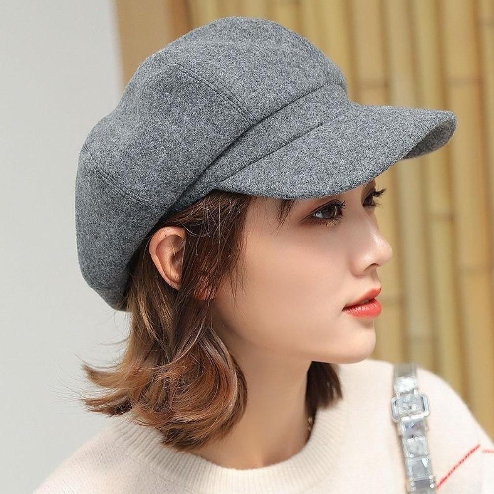 Ear Protection Woolen Octagonal Hat Solid Color Painter Caps Casual British Berets  Winter