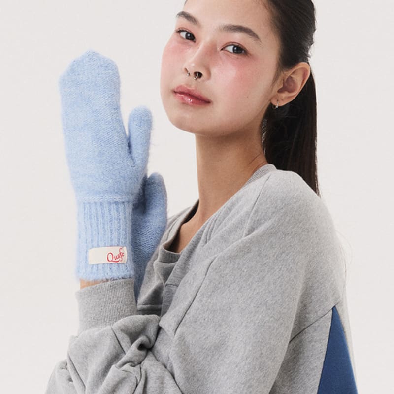 ВАРЕЖКИ ВЯЗАНЫЕ QUAFE LABEL_ледяной голубой