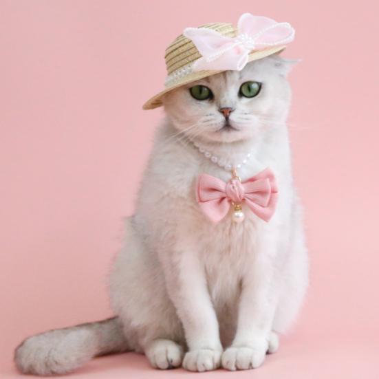 Ожерелье для домашних животных, элегантный регулируемый ошейник для кошек и собак с бантом из искусственного жемчуга, милый аксессуар на шею для домашних животных, аксессуары для домашних животных